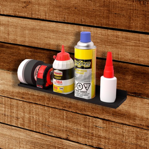 Полка для хранения 290x70мм, металлическая, настенная, черная REXANT