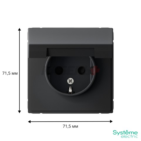 ARTGALLERY РОЗЕТКА с заземл. со шторк. с крышкой, 16А, IP20, механизм, КАРБОН