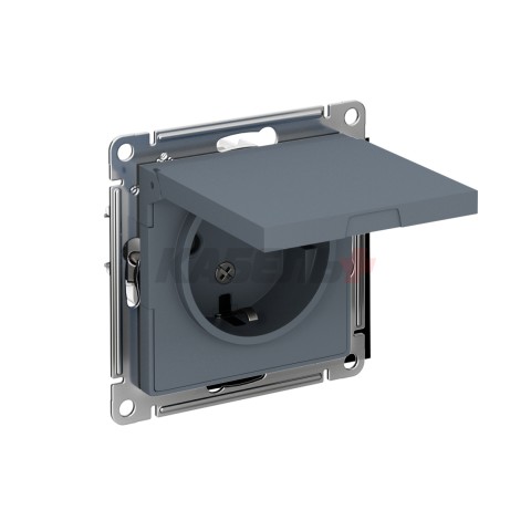 ATLASDESIGN РОЗЕТКА с заземлением со шторками с крышкой, 16А, IP20, механизм, ГРИФЕЛЬ