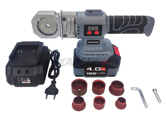 Аккумуляторный аппарат для сварки пластиковых труб E0148 ProfiPower MKLDF-18B (Li-ion-1шт, 4Ач, З/У, кейс)