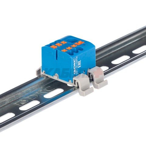 Блок распределительный, зажим push-in, 1 ввод 6 кв.мм, 6 точек подключения 2,5 кв.мм, синий DKC