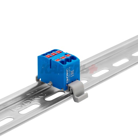 Блок распределительный, зажим push-in, 6 точек подключения 2,5 кв.мм, синий DKC