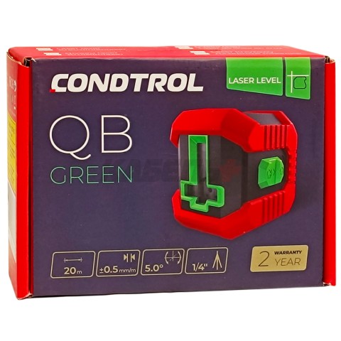Нивелир лазерный QB Green (Зеленый / 20 м / 2 луча / +- 0,5 мм/м / Коробка), CONDTROL