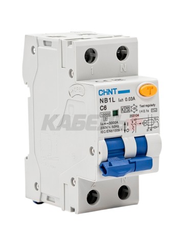 Дифавтомат NB1L 1P+N С6 30mA тип AС 10kA (36mm) (R)