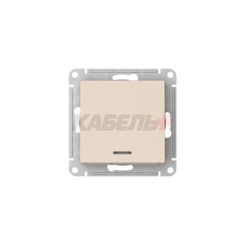 ATLASDESIGN 1-клавишный ПЕРЕКЛЮЧАТЕЛЬ с подсветкой, сх.6а, 10АХ, мех., быстрозажим. клем., БЕЖЕВЫЙ