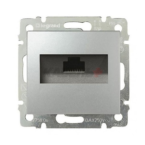 Valena - Розетка 1хRJ-45 UTP CAT6 монтаж на захватах, алюминий