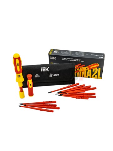ARMA2L 5 Набор динамометрической отвертки со сменными жалами SLIM Т2 14шт IEK - A2L5-NS50-T2-14