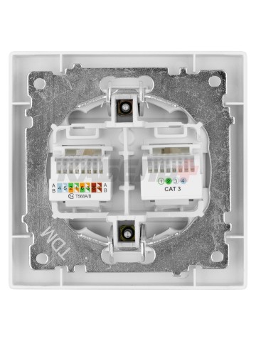 Розетка телефонная RJ11 + компьютерная RJ45 серебр. металлик "Сенеж" TDM