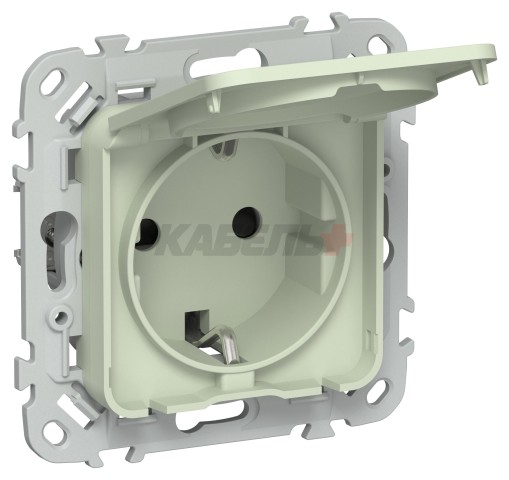 FLITE Розетка с заземлением с защитными шторками и крышкой безвинтовое крепление 16А IP44 РСшкр11-1-44-ФлП панг IEK