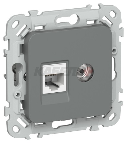 FLITE Розетка 2-местная RJ45/TV категория 5Е UTP РКТВ5е-2-0-ФлМА мокрый асфальт IEK