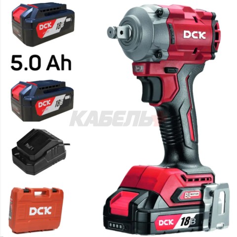 Гайковерт аккум ударный бесщеточный DCK KDPB358, 18В, 1/2 ", 2*5А/ч, 358нм