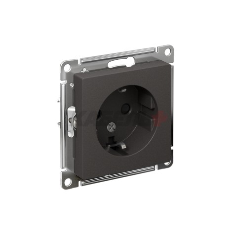 ATLASDESIGN РОЗЕТКА с заземлением со шторками, 16А, механизм, БАЗАЛЬТ