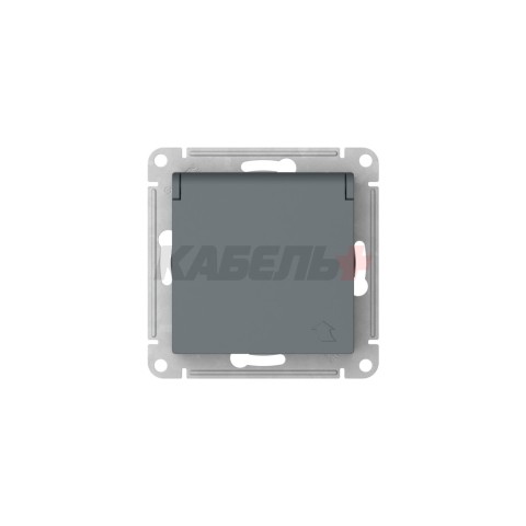 ATLASDESIGN РОЗЕТКА с заземлением со шторками с крышкой,16А,IP20, мех.,быстрозажим. клем., ГРИФЕЛЬ