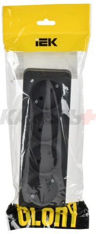 GLORY Розетка 4-местная для открытой установки без заземления без защитных шторок 10А РС24-2-ХЧм черный матовый IEK