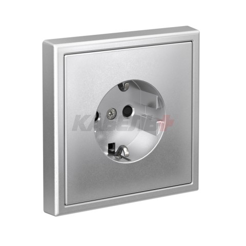 ARTGALLERY РОЗЕТКА с заземлением со шторками, 16А, механизм, быстрозажим. клем., АЛЮМИНИЙ