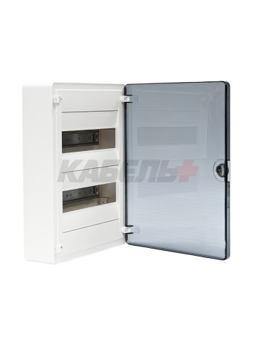 Щит открытой установки 24 места, винтовые клеммы, (377х282х99), IP-40 // Hager - Golf (Прозрачная матовая дверь)