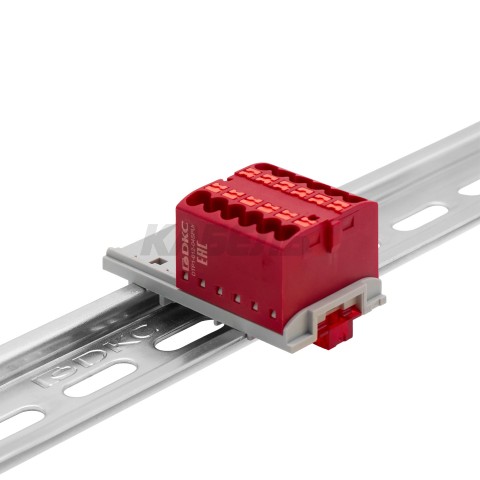 Блок распределительный, зажим push-in, 12 точек подключения 2,5 кв.мм, красный DKC