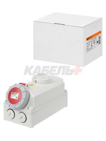 Розетка настенная, с выключателем и блокировкой IP67 63А 3Р+РЕ 380В TDM