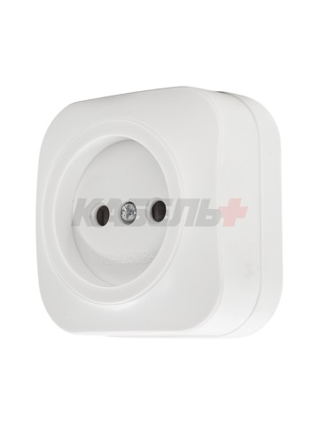 GLORY Розетка 1-местная для открытой установки без заземления без защитных шторок 10А РС20-2-ХБм белый матовый IEK