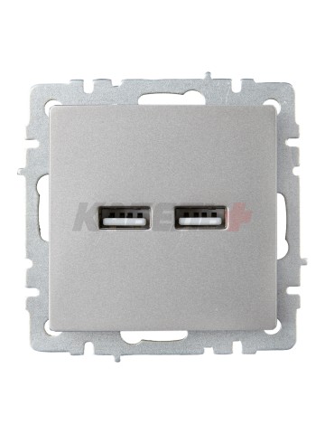 BRITE Розетка USB A+A 5В 3,1А РЮ10-1-БрС сталь IEK