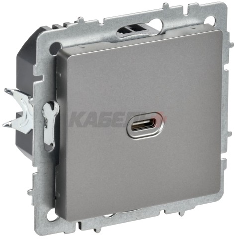 BRITE Розетка USB C 65Вт высокоскоростная зарядка РЮ12-1-БрС сталь IEK