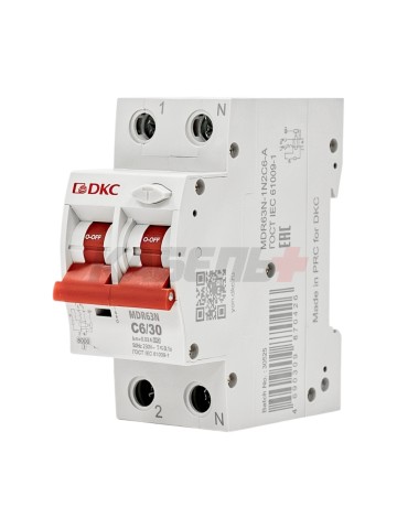 Дифавтомат YON max типа MDR, 1P+N, 30mA, 6A, хар-ка C, 6kA, тип А DKC