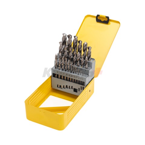 Набор сверл по металлу, 1-13мм (через 0,5мм), HSS, цилиндрический хвостовик, металлический кейс, 25