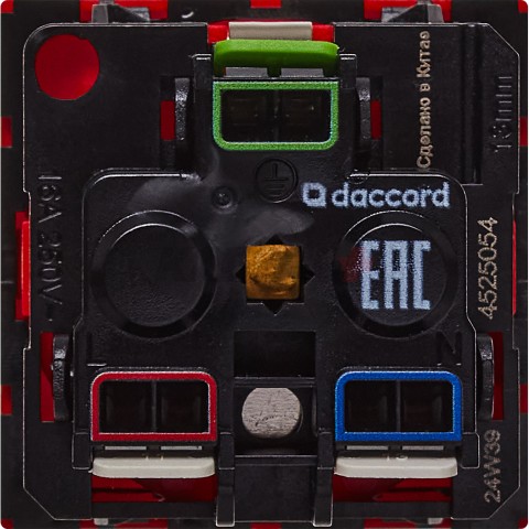 Розетка с заземляющим контактом без защитной шторки и безвинтовым зажимом (2 модуля) красная