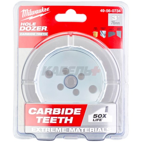 Коронка биметаллическая MILWAUKEE HOLE DOZER Carbide Teeth с твердосплавными зубьями 76 mm(1 шт.)