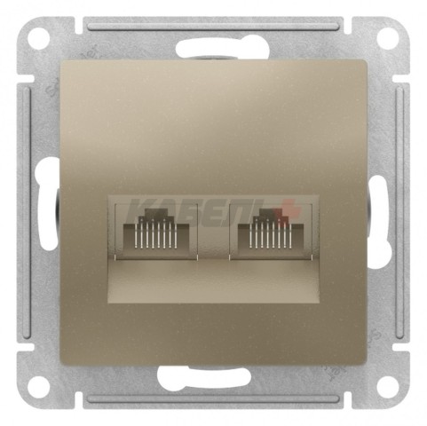 ATN000585 ATLASDESIGN РОЗЕТКА двойная компьютерная RJ45+RJ45, кат.5E, механизм, ШАМПАНЬ