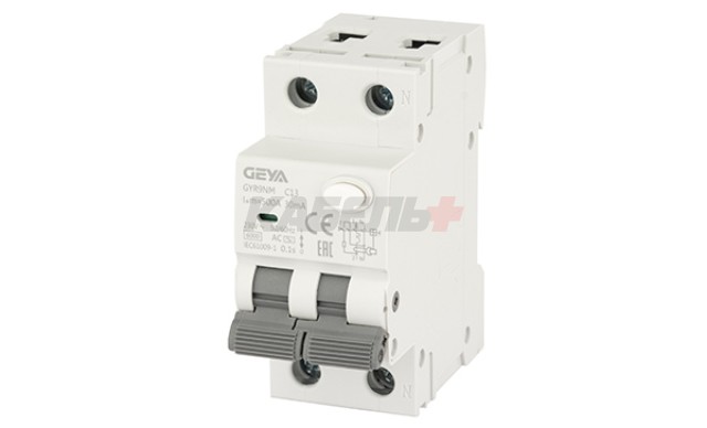 Дифф. авт. выключатель GYR9NM-C13-30mA, 1P+N, 13A, хар-ка C, 6 kA, 30mA, тип AC, 2M