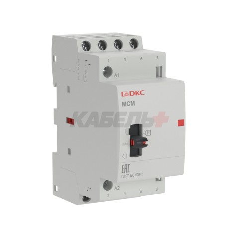 Контактор модульный YON max типа MCМ с ручным управлением, 4P, 25A, 240В, 4НО DKC