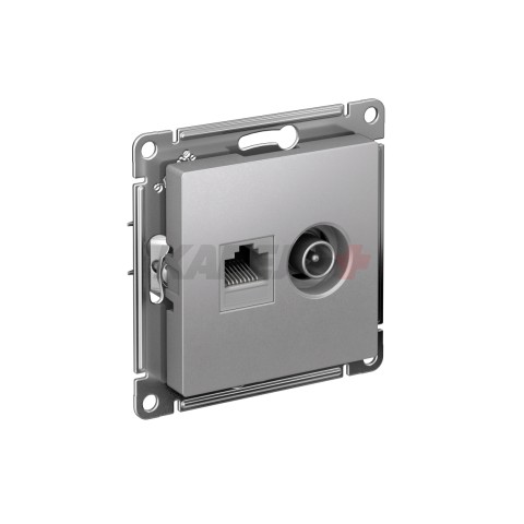 ATLASDESIGN РОЗЕТКА двойная ТВ + компьютерная RJ45 кат. 5e, механизм, АЛЮМИНИЙ