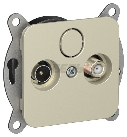 FLITE Розетка 2-местная TV+SAT экранированная проходная РТВс-2-1-2-ФлШ шампань IEK