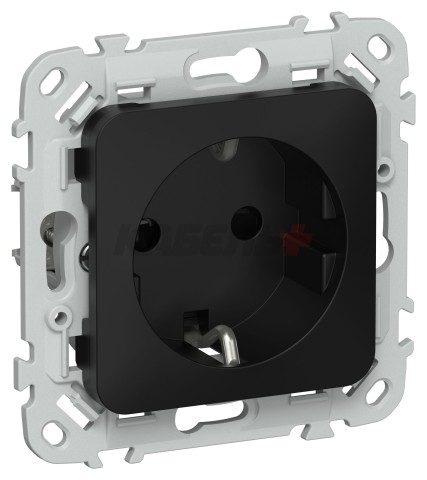 FLITE Розетка с заземлением с защитными шторками безвинтовое крепление 16А РСш11-1-ФлЧ черный IEK