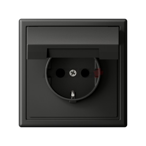 ARTGALLERY РОЗЕТКА с заземл. со шторк. с крышк., 16А, IP20, механизм, быстрозажим. клем., БАЗАЛЬТ