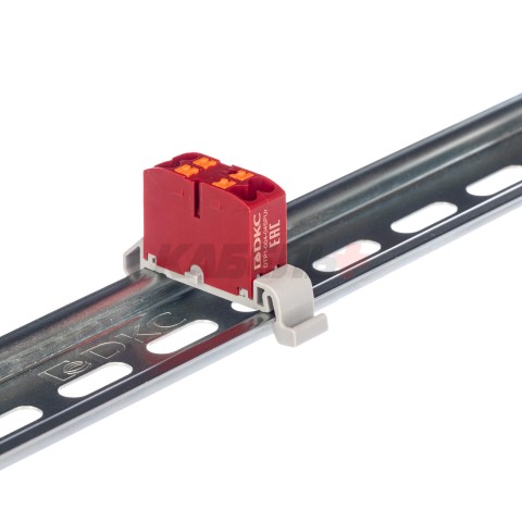 Блок распределительный, зажим push-in, 4 точки подключения 2,5 кв.мм, красный DKC