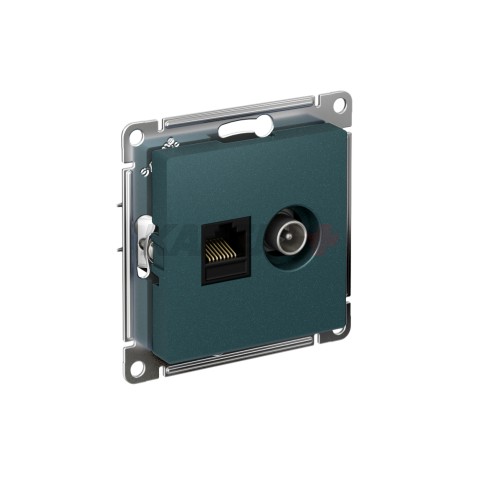 ATLASDESIGN РОЗЕТКА двойная ТВ + компьютерная RJ45 кат. 5e, механизм, ИЗУМРУД