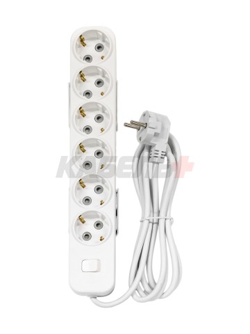 EL-BI,Myra,удлинитель 6гн2м с/з с выкл. белый,527-010202-612