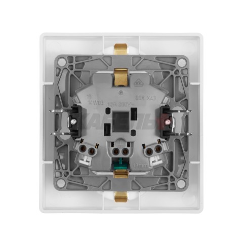 INSPIRIA Розетка 2-местная с заземлением с защитными шторками 16А безвинтовое крепление в сборе белый