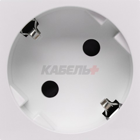 Розетка 45град с заземляющим контактом защитной шторкой и безвинтовым зажимом (2 модуля) белая