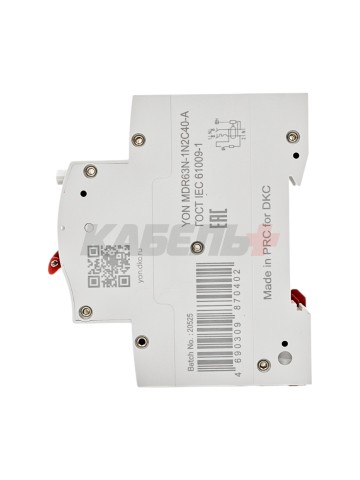 Дифавтомат YON max типа MDR, 1P+N, 30mA, 40A, хар-ка C, 6kA, тип А DKC