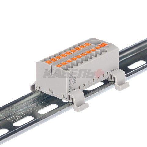 Блок распределительный, зажим push-in, 1 ввод 6 кв.мм, 18 точек подключения 2,5 кв.мм, серый DKC