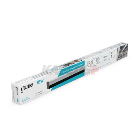 Св-к светодиодный матовый Gauss IP40 590x60x36мм 18W 1800Лм 4000K Shop Lighting черный 1/20