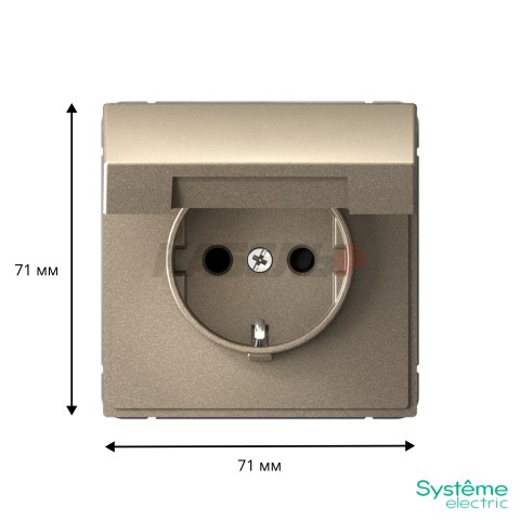 ARTGALLERY РОЗЕТКА с заземл. со шторк. с крышк., 16А, IP20, механизм, быстрозажим. клем., ШАМПАНЬ