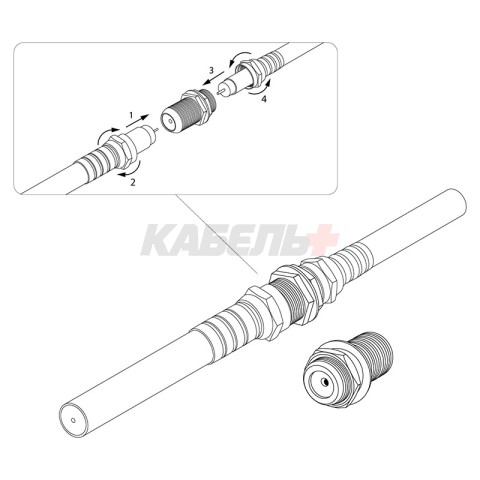 Переходник гнездо F – гнездо F, бочка с кольцом REXANT