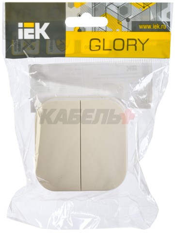 GLORY Выключатель 2-клавишный для открытой установки 10А ВС20-2-0-ХК кремовый IEK