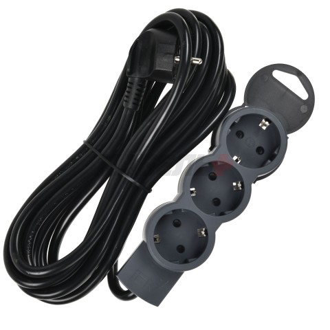 STANDARD Удлинитель У03 3 места 2P+PE 5м 3х1,5мм2 16А черный IEK
