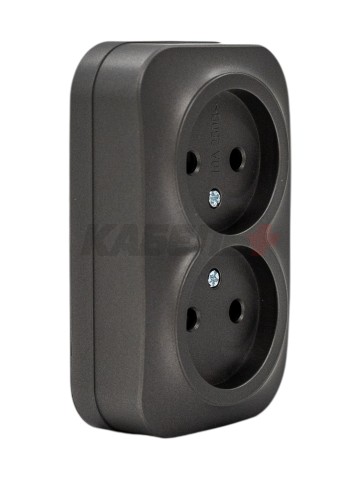 GLORY Розетка 2-местная для открытой установки без заземления без защитных шторок 10А РС22-2-ХСм сталь матовый IEK