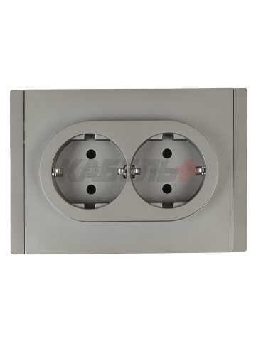 FORTE&PIANO Розетка 2-местная с заземлением без защитных шторок безвинтовое крепление 16А FP524 сталь IEK